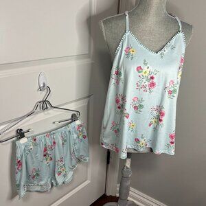 Flora Nikrooz Petunia Cami Set Light Blue Floral Size M NWOT
